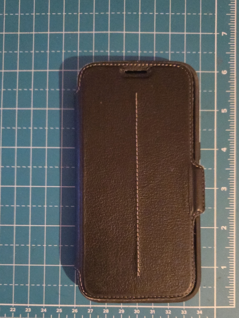 Black Leather Otterbox Phone Case with Card Slot and Magnetic Closure